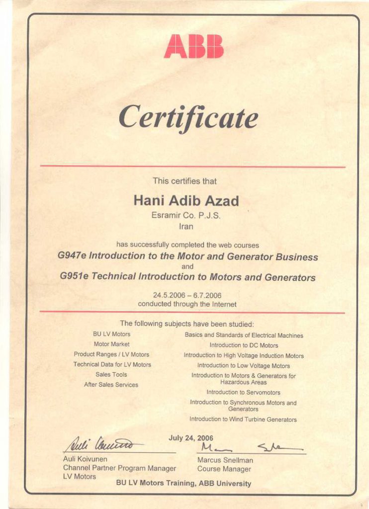 ABB Motors and Generators Web Courses
